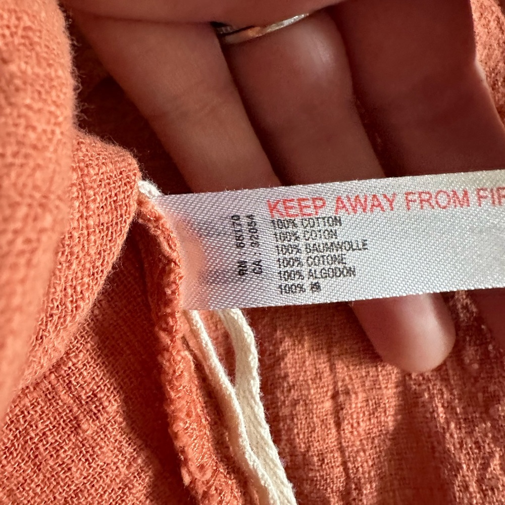 Free People Boho Orange Ginger Spice Zuri Ruffle Open Back Blouse size XS EUC - Picture 12 of 13